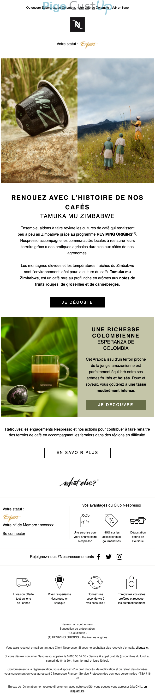 Exemple de Type de media  e-mailing - Nespresso - Marketing relationnel - Newsletter