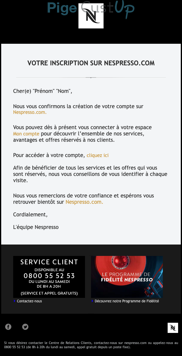 Exemple de Type de media  e-mailing - Nespresso - Transactionnels - Confirmation Création de Compte