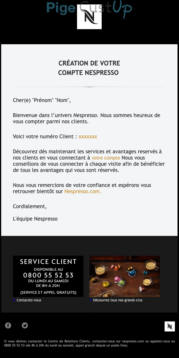 Exemple de Type de media  e-mailing - Nespresso - Marketing relationnel - Bienvenue - Welcome