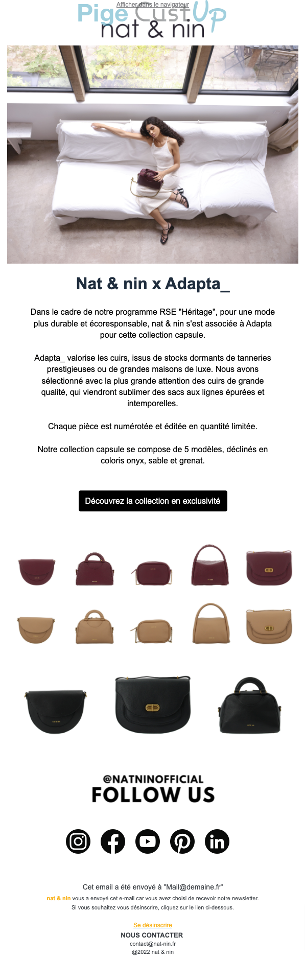 Exemple de Type de media  e-mailing - Nat & Nin - Marketing marque - Nom de marque