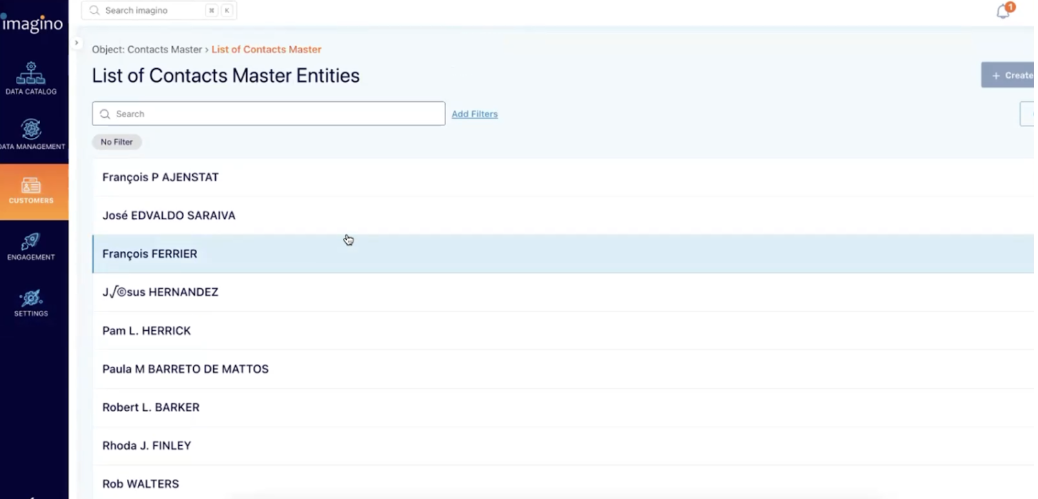 cdp imagino liste contacts