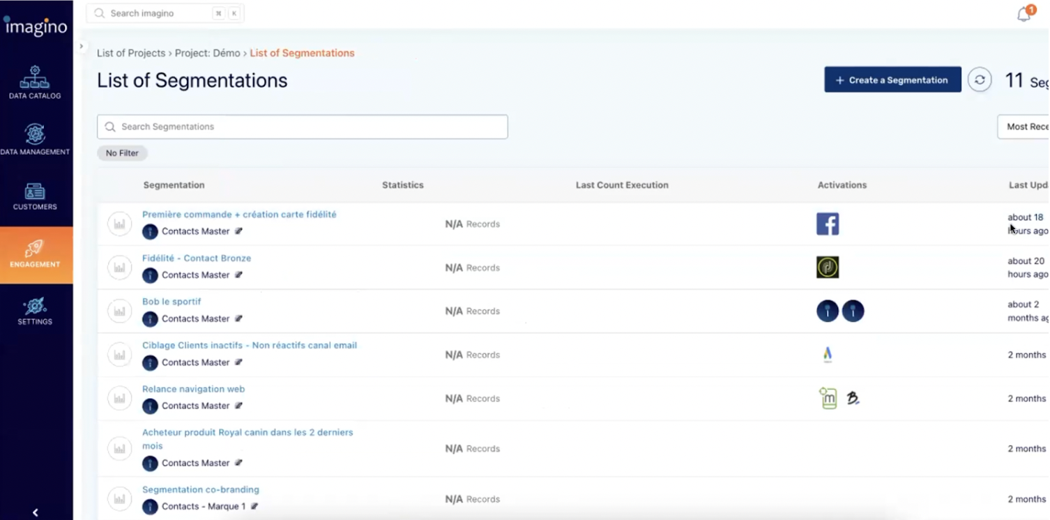 cdp imagino liste segments