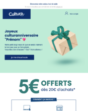e-mailing - Marketing relationnel - Anniversaire / Fête contact - Cultura - 11/2022