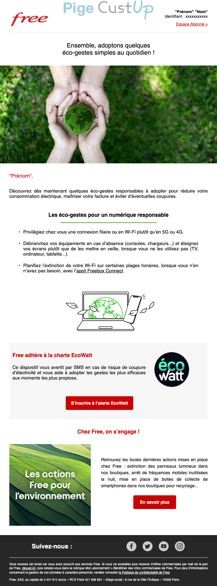 Exemple de Type de media  e-mailing - Free - Marketing marque - Institutionnel