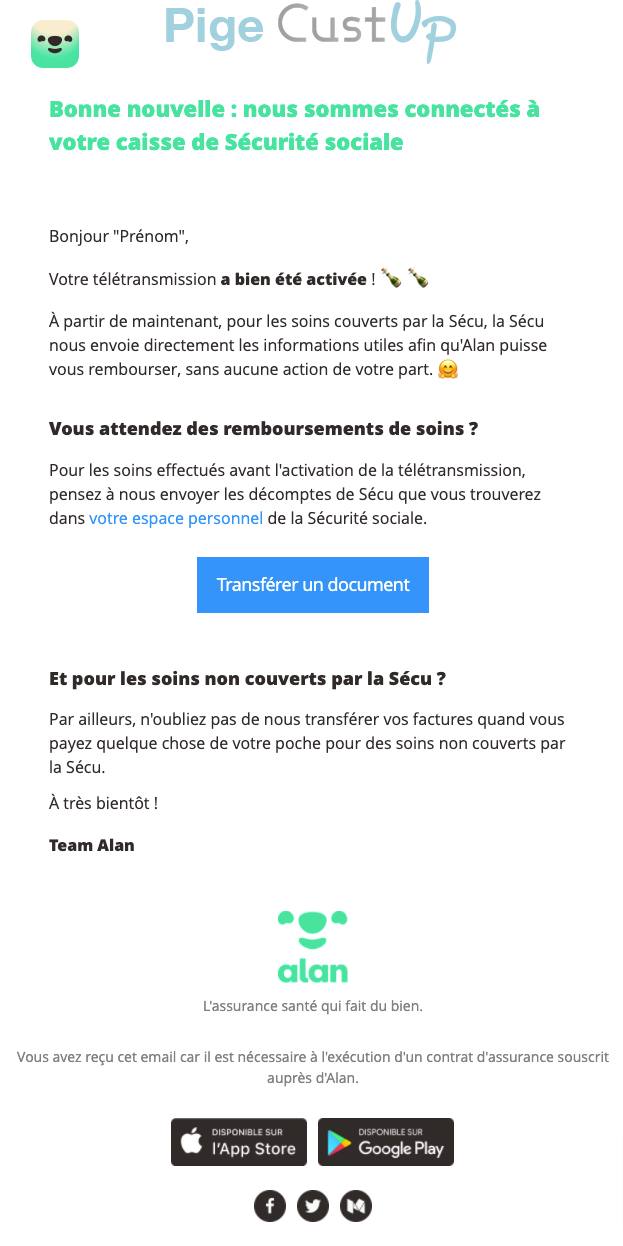 Exemple de Type de media  e-mailing - Alan.com - Marketing marque - Communication Services - Nouveaux Services