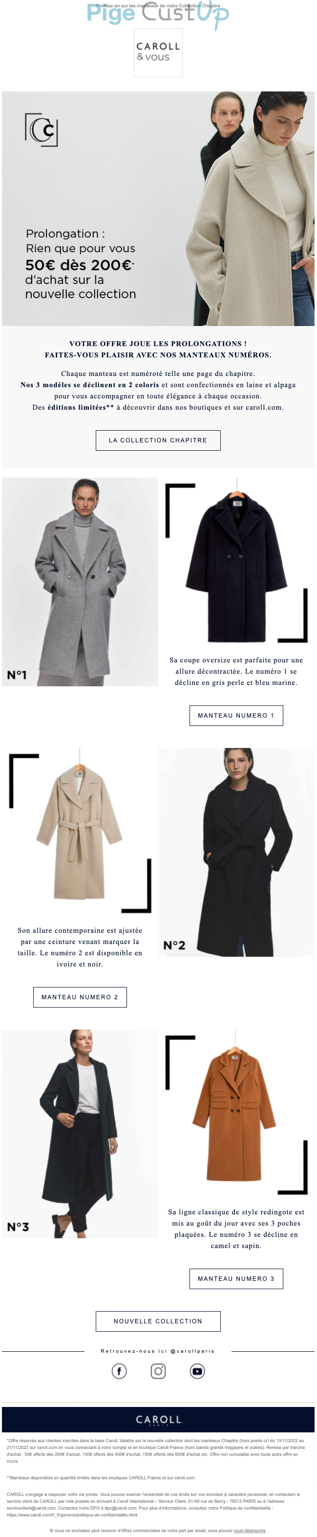Exemple de Type de media  e-mailing - Caroll - Marketing Acquisition - Ventes flash, soldes, demarque, promo, réduction
