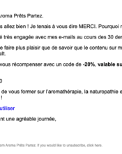 e-mailing - Marketing fidélisation - Recompenses - Marketing relationnel - Remerciements - Aroma Prêts Partez - 11/2022