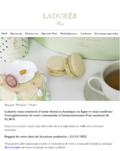 e-mailing - Transactionnels - Confirmation de commande - Ladurée - 11/2022