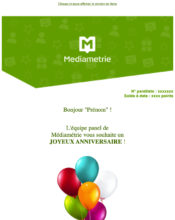 e-mailing - Marketing relationnel - Anniversaire / Fête contact - Médiamétrie - 11/2022