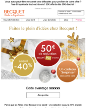 e-mailing - Marketing Acquisition - Ventes flash, soldes, demarque, promo, réduction - Marketing relationnel - Newsletter - Becquet - 11/2022