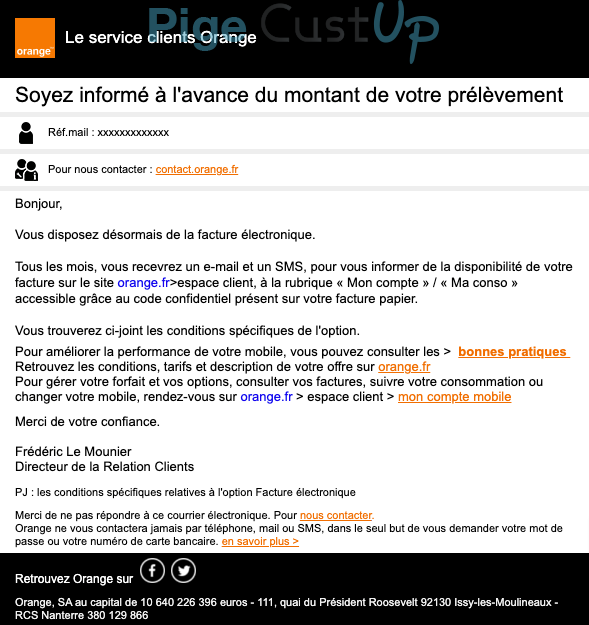 Exemple de Type de media  e-mailing - Orange - Marketing marque - Communication Services - Nouveaux Services