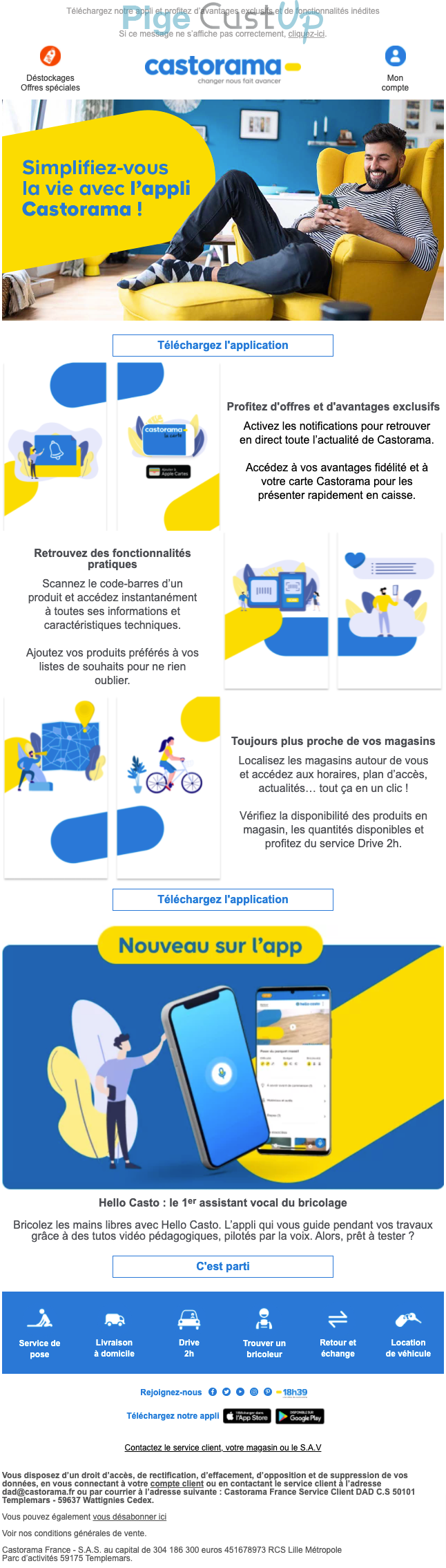 Exemple de Type de media  e-mailing - Castorama - Marketing relationnel - Application mobile