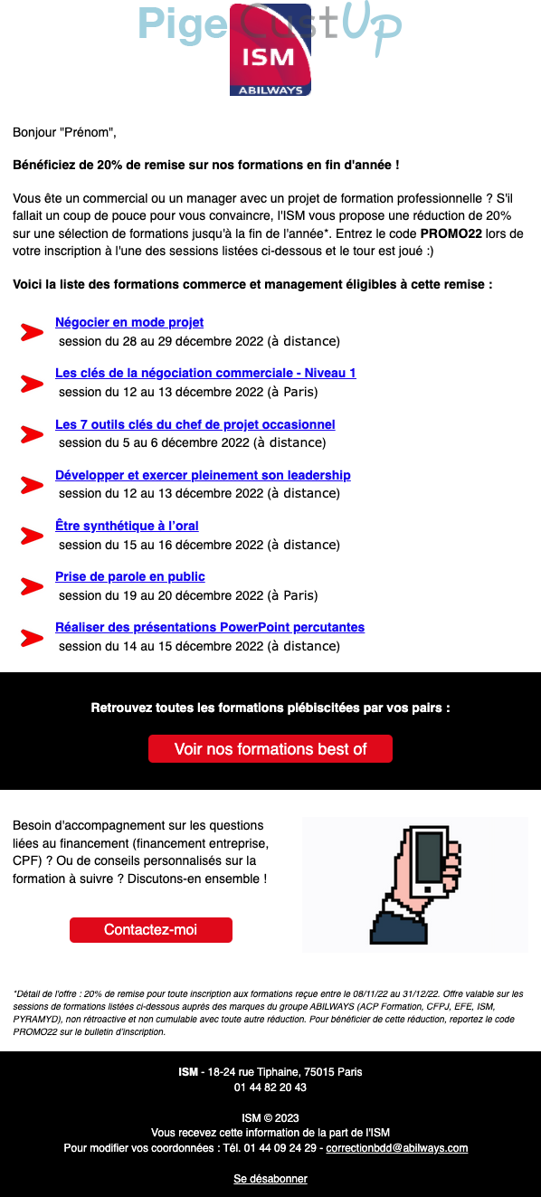 Exemple de Type de media  e-mailing - ISM - Marketing Acquisition - Acquisition abonnements - Ventes flash, soldes, demarque, promo, réduction