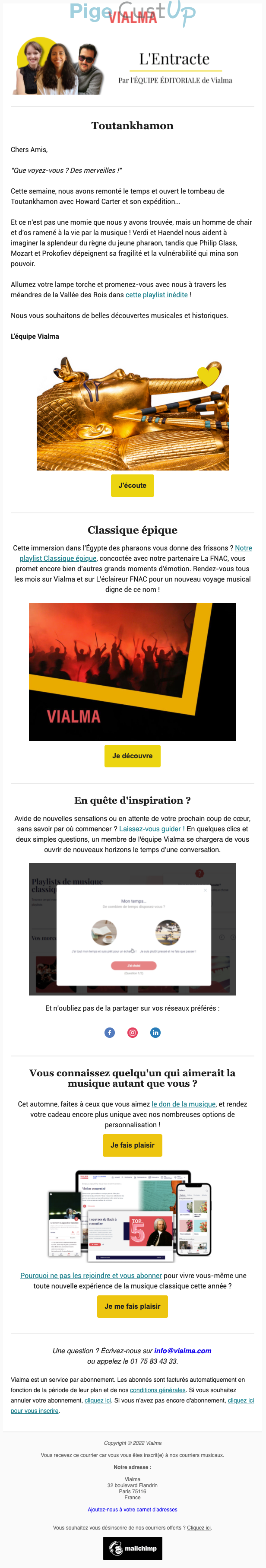 Exemple de Type de media  e-mailing - Vialma - Marketing relationnel - Newsletter