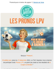 e-mailing - Marketing Acquisition - Jeu promo - Le Petit Vapoteur - 11/2022