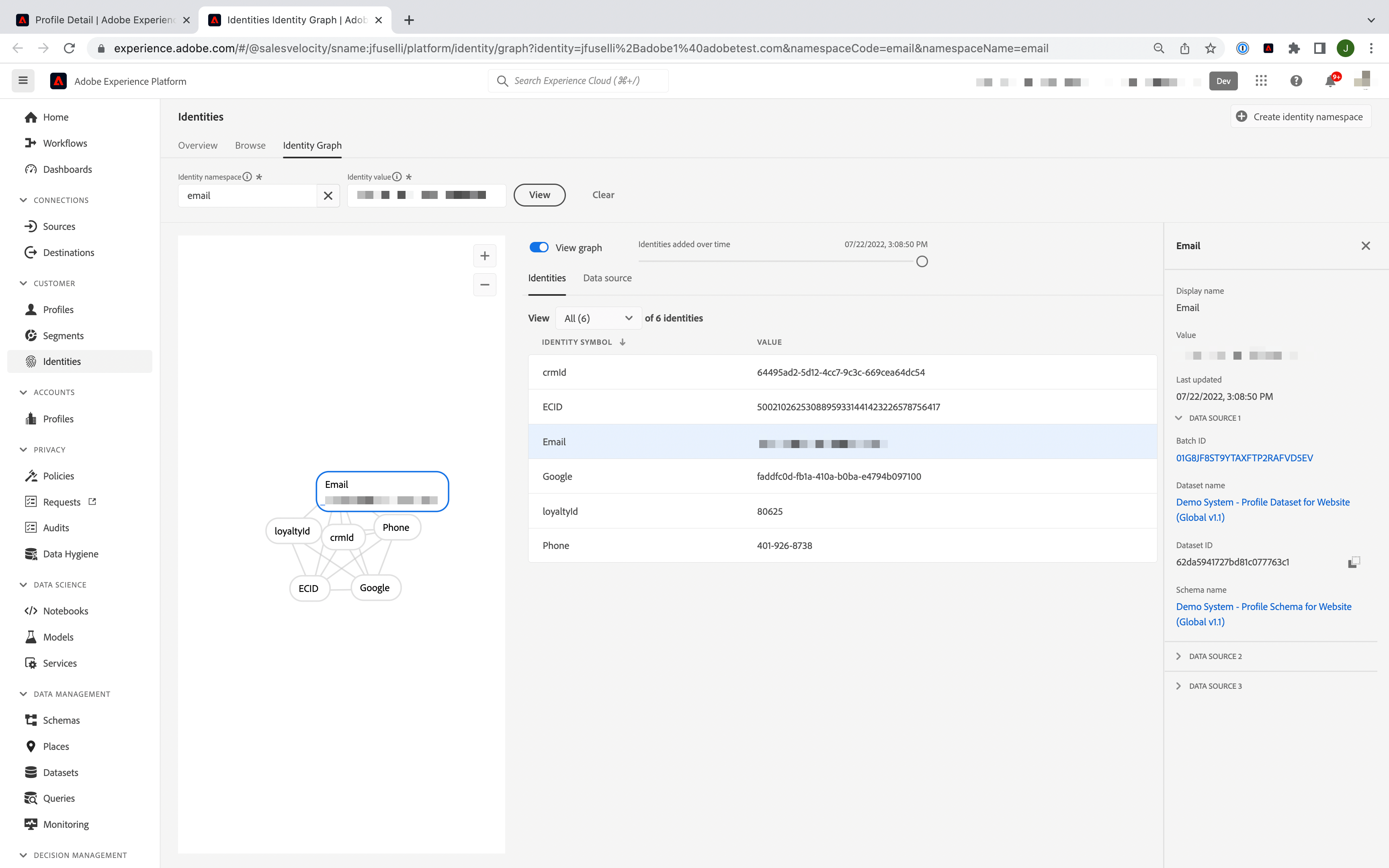 adobe real time cdp graphe identites