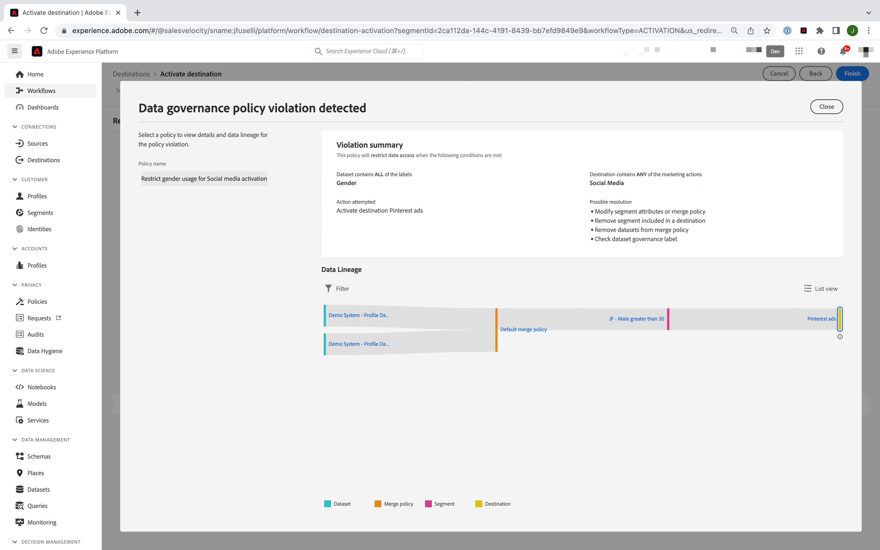 adobe real time cdp restriction 2