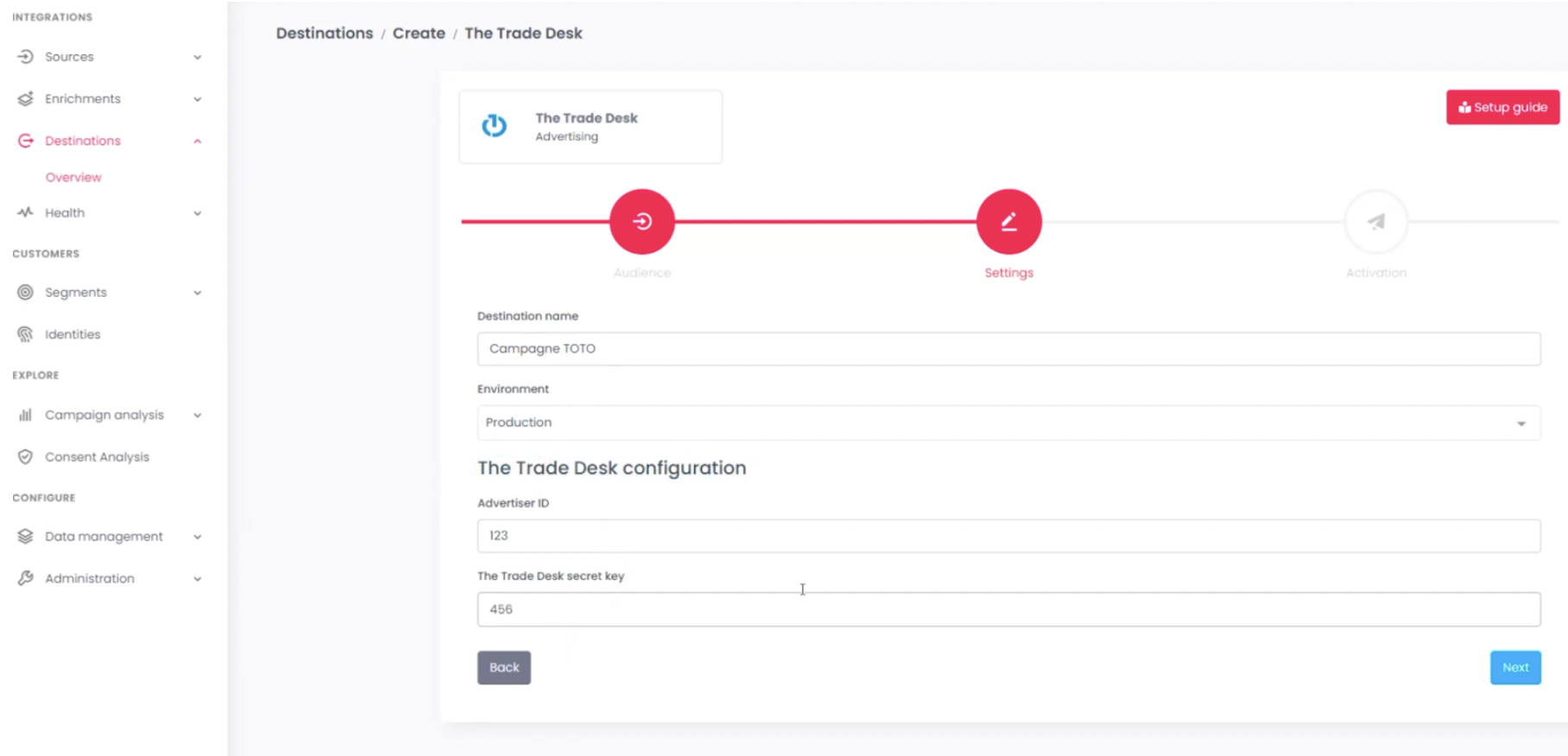 customer data platform commanders act parametrage connecteurs 3