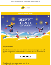 e-mailing - Marketing Acquisition - Jeu promo - La Poste - 12/2022