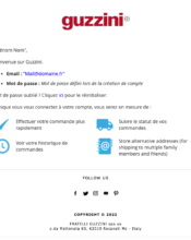 e-mailing - Marketing relationnel - Bienvenue - Welcome - Guzzini - 12/2022