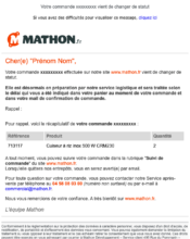 e-mailing - Transactionnels - Suivi de commande Préparation - Mathon - 12/2022