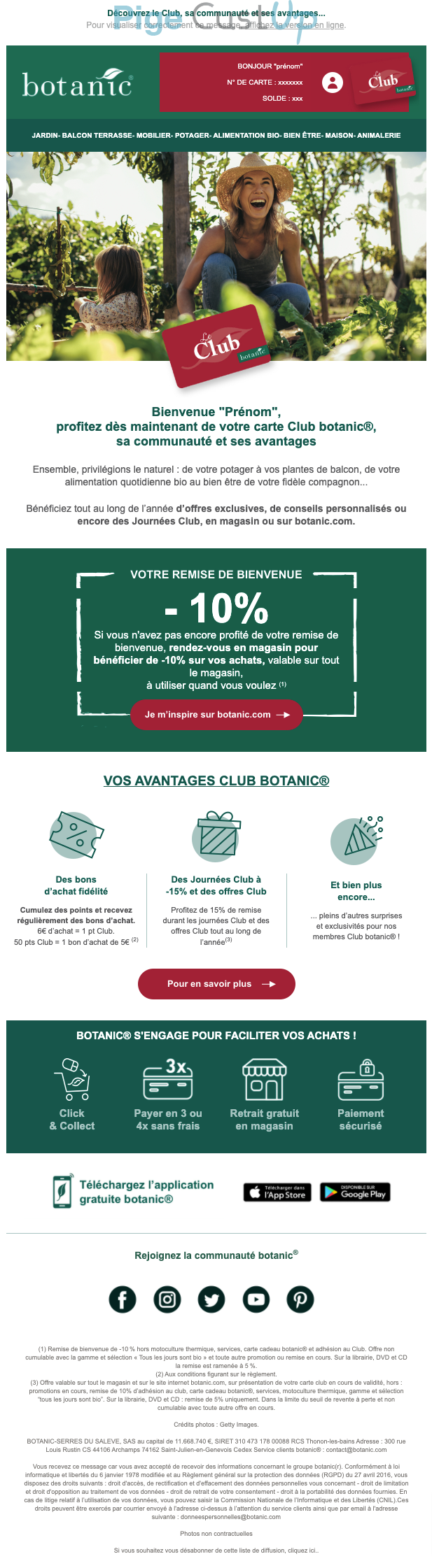Exemple de Type de media  e-mailing - Botanic - Marketing relationnel - Bienvenue - Welcome