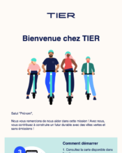 e-mailing - Marketing relationnel - Bienvenue - Welcome - Tier Mobility - 12/2022