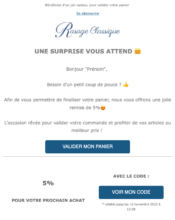 e-mailing - Marketing Acquisition - Panier abandonné - Rasage Classique - 11/2022