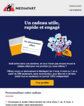  - Marketing Acquisition - Acquisition abonnements - Marketing relationnel - Calendaire (Noël, St valentin, Vœux, …) - Mediapart - 11/2023