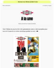 e-mailing - Marketing Acquisition - Acquisition abonnements - Offre d'essai - Marketing fidélisation - Renouvellement abonnement - Libération - 12/2022