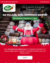 e-mailing - Marketing relationnel - Calendaire (Noël, St valentin, Vœux, …) - Parc Astérix - 12/2022