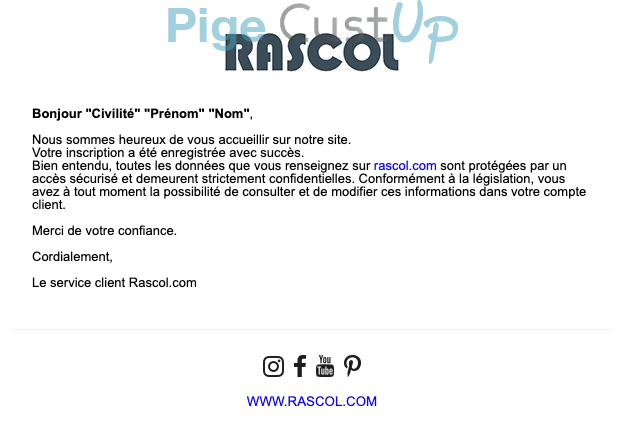 Exemple de Type de media  e-mailing - Rascol - Transactionnels - Confirmation Création de Compte