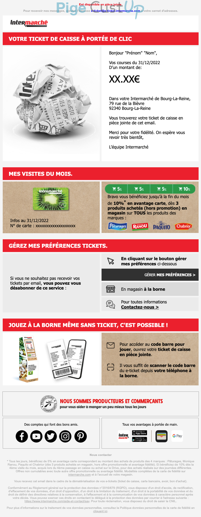 Exemple de Type de media  e-mailing - Intermarché - Transactionnels - Ticket de caisse