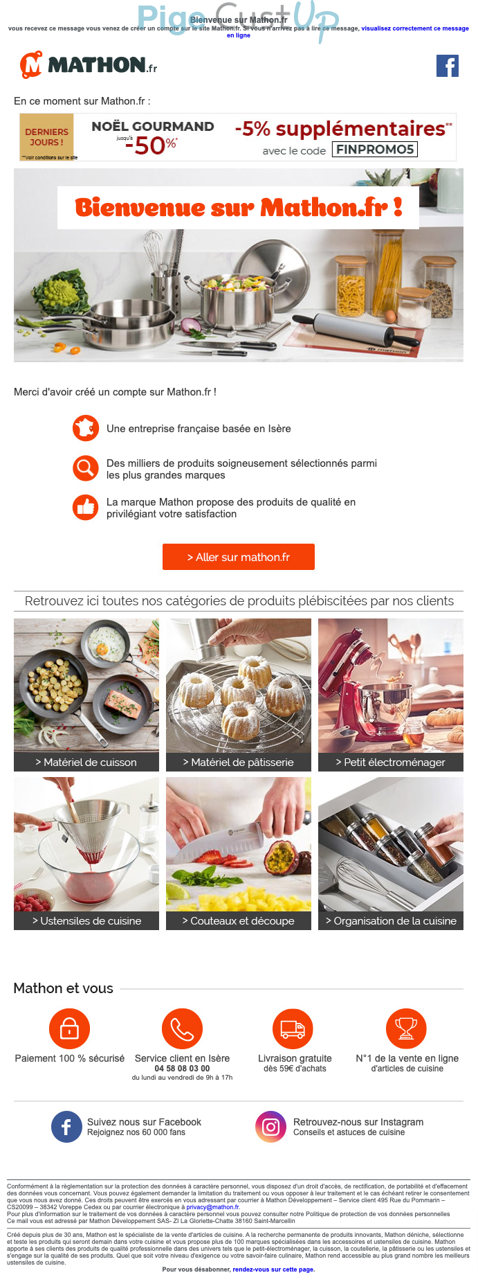 Exemple de Type de media  e-mailing - Mathon - Marketing relationnel - Bienvenue - Welcome