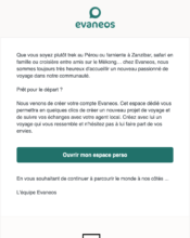 e-mailing - Transactionnels - Confirmation Création de Compte - Evaneos - 12/2022