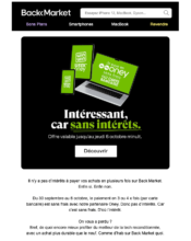 e-mailing - Marketing marque - Communication Produits - Nouveaux produits - Communication Services - Nouveaux Services - Marketing fidélisation - Incitation au réachat - Marketing relationnel - Newsletter - Back Market - 10/2022