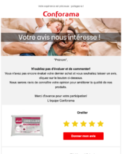 e-mailing - Enquêtes Clients - NPS / Avis clients - Conforama - 12/2022