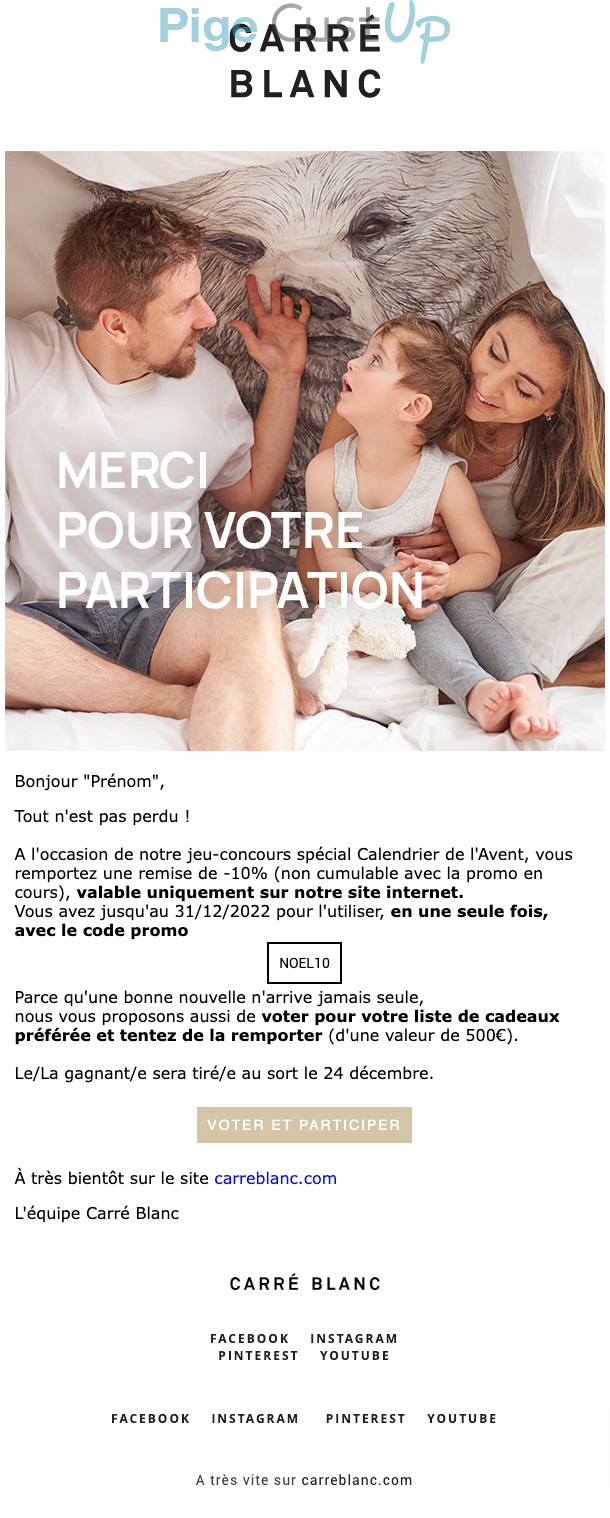 Exemple de Type de media  e-mailing - Carré Blanc - Marketing Acquisition - Jeu promo