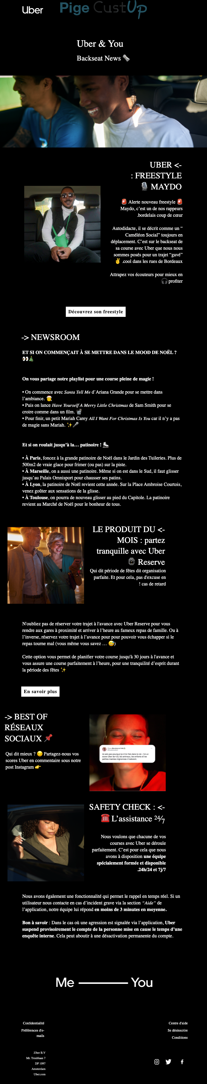 Exemple de Type de media  e-mailing - Uber - Marketing relationnel - Newsletter