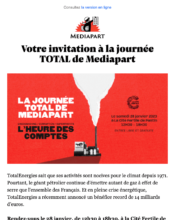 e-mailing - Marketing relationnel - Evénement - Mediapart - 01/2023