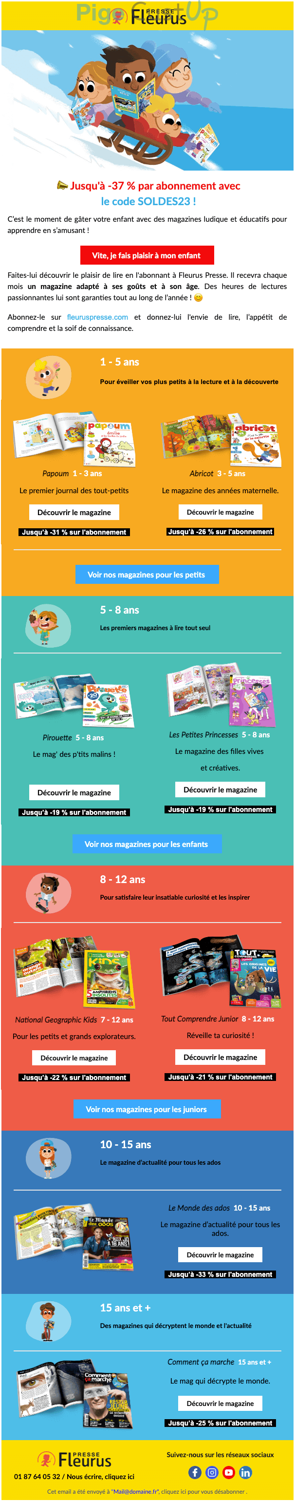 Exemple de Type de media  e-mailing - Fleurus Presse - Marketing Acquisition - Acquisition abonnements