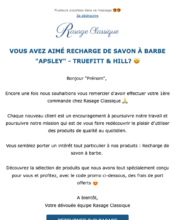 e-mailing - Marketing fidélisation - Incitation au réachat - Rasage Classique - 01/2023