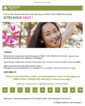 e-mailing - Enquêtes Clients - NPS / Avis clients - Yves Rocher - 01/2023