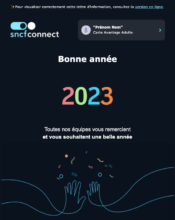 e-mailing - Marketing relationnel - Calendaire (Noël, St valentin, Vœux, …) - SNCF - 01/2023
