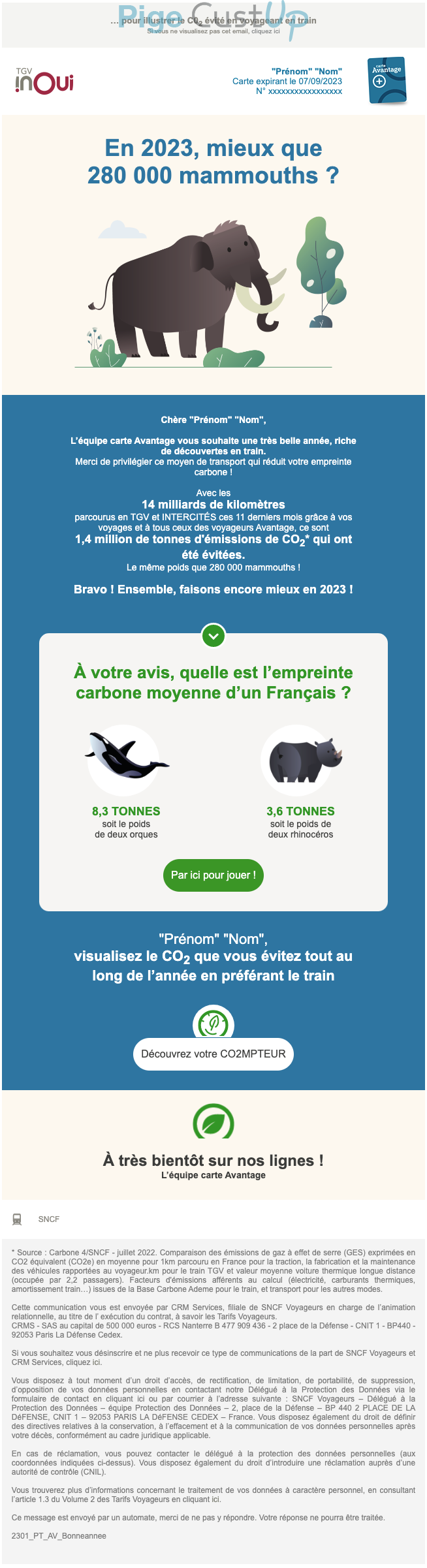 Exemple de Type de media  e-mailing - SNCF - Marketing relationnel - Calendaire (Noël, St valentin, Vœux, …)