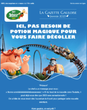 e-mailing - Marketing relationnel - Calendaire (Noël, St valentin, Vœux, …) - Parc Astérix - 01/2023
