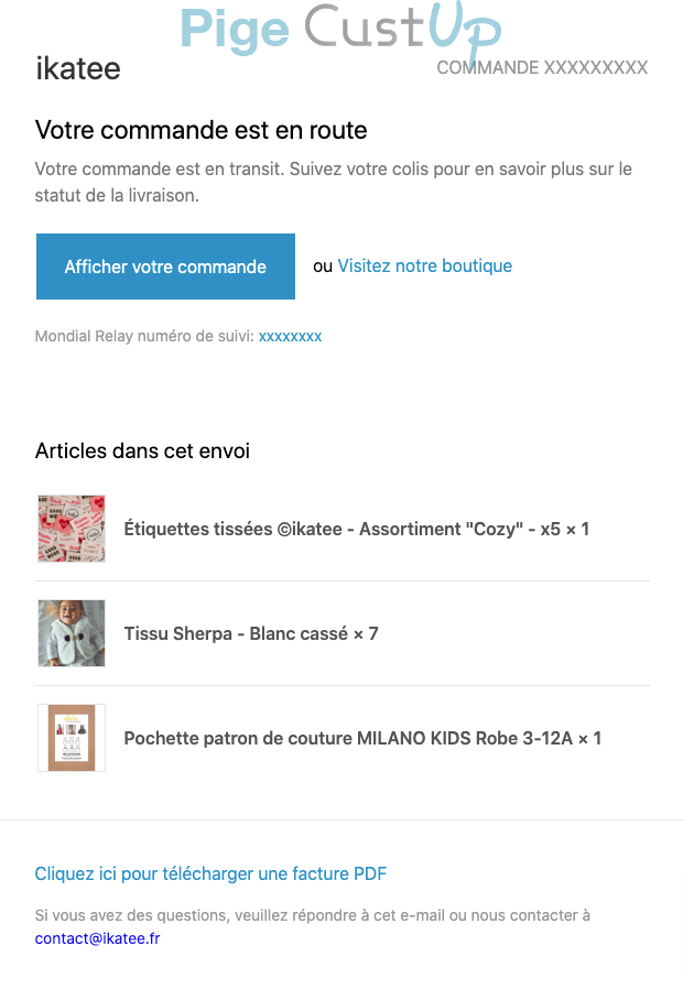 Exemple de Type de media  e-mailing - Ikatee - Transactionnels - Suivi de commande Expédition / Livraison