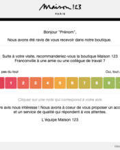 e-mailing - Enquêtes Clients - NPS / Avis clients - Maison 123 - 01/2023