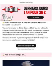 e-mailing - Marketing Acquisition - Acquisition abonnements - Derniers jours - Libération - 01/2023