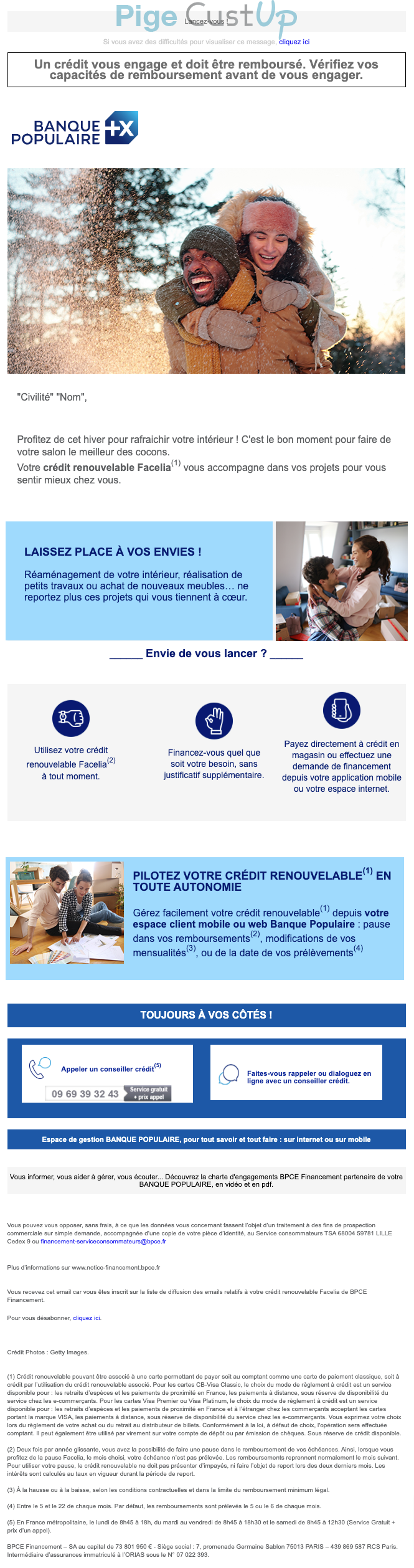 Exemple de Type de media  e-mailing - Banque Populaire - Marketing relationnel - Newsletter